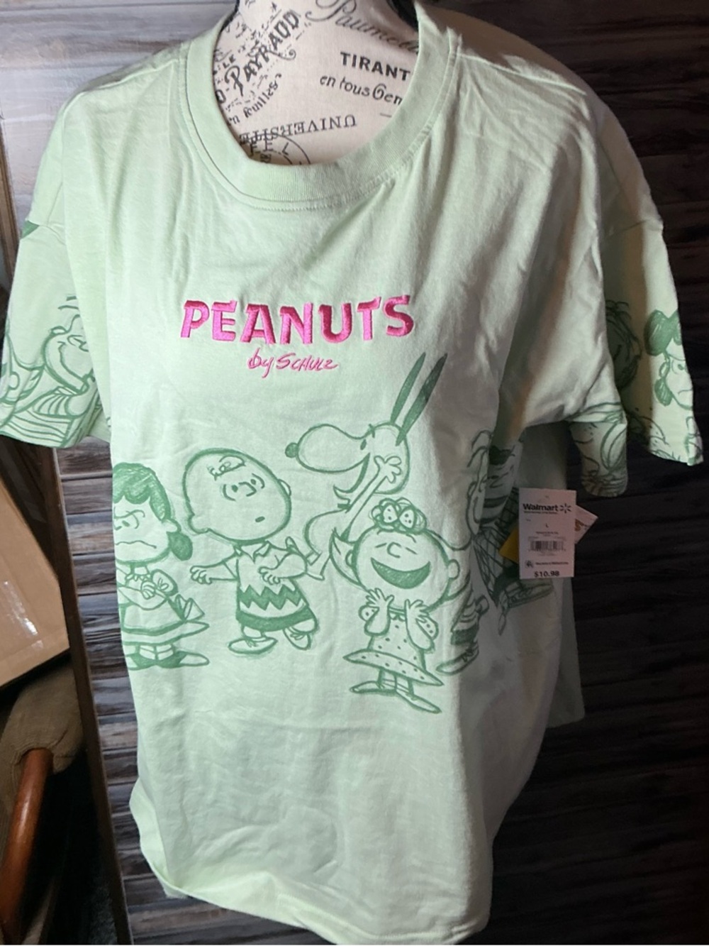 Peanuts Light Mint Green Tee with Green Graphic